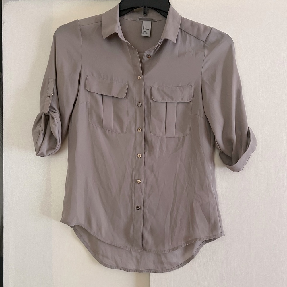 H&M sheer button down blouse